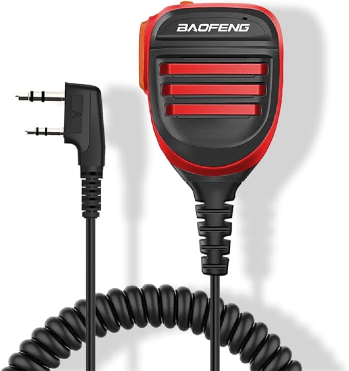 BAOFENG BF-F8HP Microphone Speaker Handheld Mic Waterproof Upgrade of Original BF Mic for GMRS Ham Radio 2Pin K Mic Compatible with UV-K5 UV-82 UV-S9 Plus UV-17R P15UV