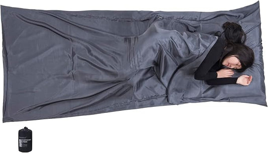 Browint Silk Sleeping Bag Liner, Silk Sleep Sack, Extra Wide 87"x43", Lightweight Travel Sheet for Hotels, More Colors for Option, Reinforced Gussets