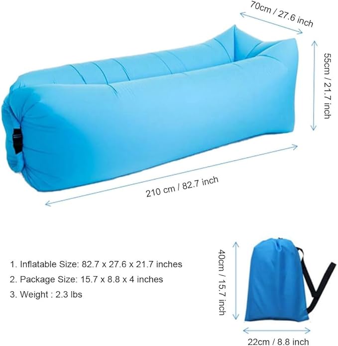 HaiChao Inflatable Lounger Sofa Air Chair Sofa Sleeping Bag Couch Air Sofa Bed for Lakes, Beaches, Garden, Camping (Blue)