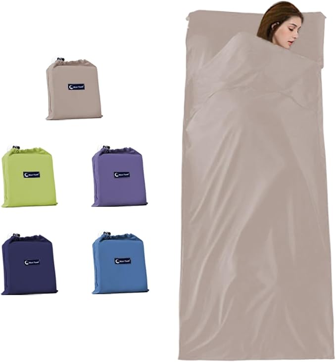 Sleeping Bag Liner Travel Camping Sheet, Lightweight Portable Sleeping Sheets for Outdoor Travel Backpacking Hiking Picnics Hotels