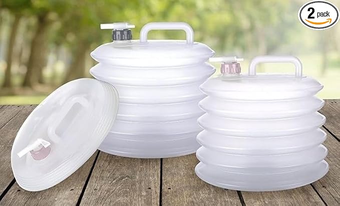 2.64 Gallon Collapsible Water Container with Spigot & Carry Handle | BPA Free Water Storage Containers | Foldable Portable Jug for Outdoors Hiking Picnic Camping