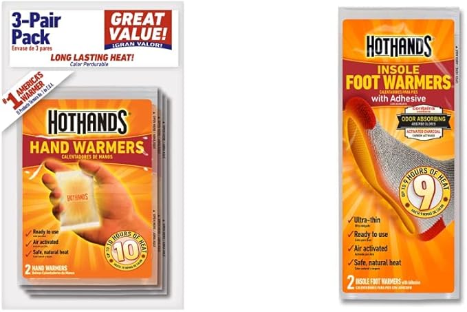 HotHands Hand Warmers - Long Lasting Safe Natural Odorless Air Activated Warmers - Up to 10 Hours of Heat - 3 Pair