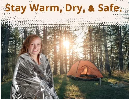 Emergency Mylar Thermal Blankets (10 Pack) Survival Kit Camping Space Blanket - Perfect for Hiking, Outdoors, Marathon Runs or First Aid Set- Bug Out Bag Essential - Keep Heat Insulated