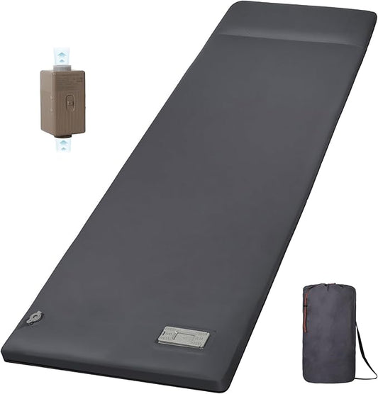 Sleeping Pad for Camping, Self Inflating Camping Pad with Pillow, 3.14" Compact Thick Memory Foam Camping Mattress Pad, Travel Portable Camp Sleeping Mat with Built in Pump