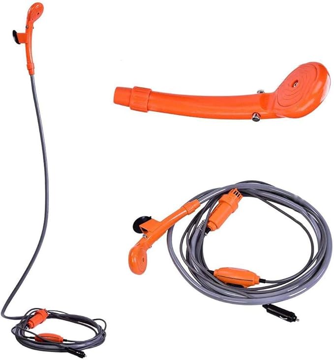 Camping Shower Portable Outdoor Shower Kit 12V Car Plug Vehicle Mounted Shower Kit for Camping Travel, Outdoor Camp Showerhead Kit with Strong Pump, Cable Length: 4.88m/16ft