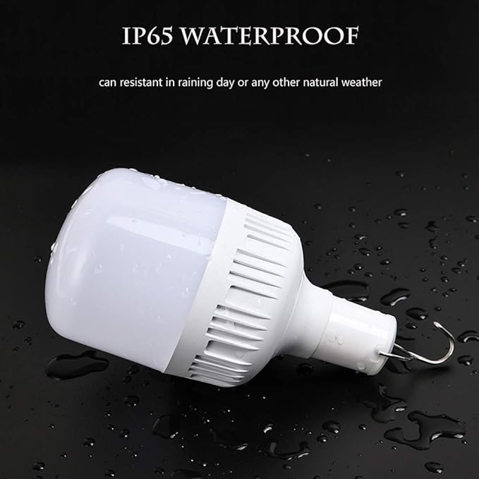 Newest 30W 5500LM Waterproof Rechargeable LED Night Light Bulb,Dimmable Emergency Lights, Outdoor BBQ Hanging Light, Bright Lights for Tent Lantern/Patio/Garden/Power Failure, Pack of 2