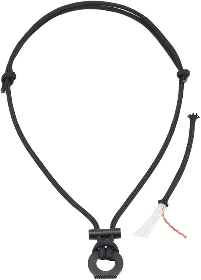PSKOOK Fire Starter Necklace, Survival Paracord Necklace with Flint and Steel, Bushcraft Necklace for Camping, Hiking and Backpacking