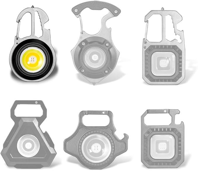 Keychain Flashlight for Camping - Mini Size - Rechargeable Keychain Light Pocket Mate for Keyring, 5 Modes, Multiple Functions (Silver-1)