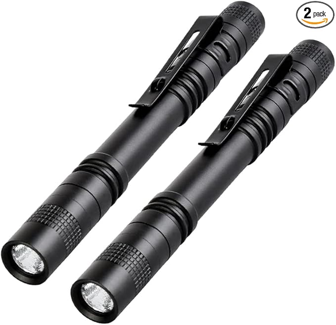 Pen Flashlight,2PCS Led Pen Light Flashlights with Clip,500 Lumen Mini Pocket Medical Penlight Inspection Flashlight