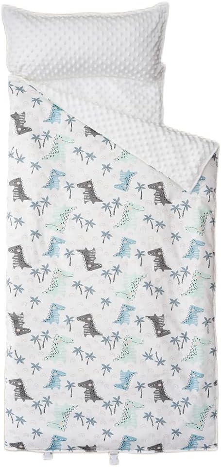 Bunnikins & Clover Toddler Nap Mat with Removable Pillow, Nap Mats for Preschool, Easy Clean Toddler Nap Pad for Kindergarten, Kids Sleeping Bag for Travel Camping