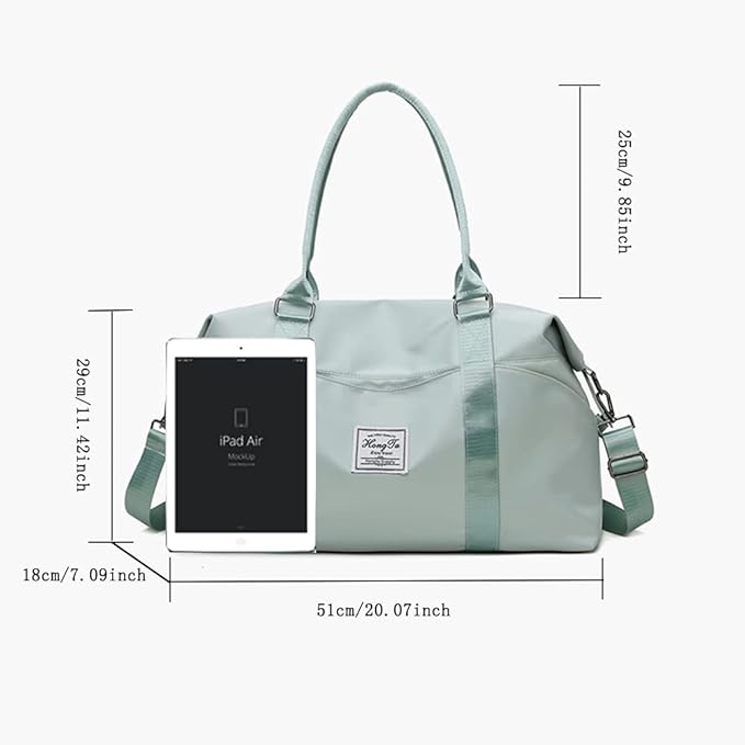 KARRESLY Travel Duffel Bag for Women,Shoulder Weekender Overnight Bag Sports Gym Tote Bag,Waterproof(Sky Blue) free size