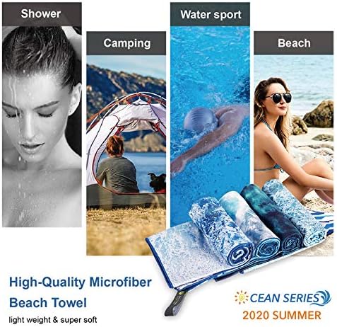 4Monster Microfiber Beach Towel Quick Dry,Super Absorbent Lightweight Travel Towel for Swimmers, Sand Free Camping Towel, Beach Towels for Pool, Swim, Water Sports,Yoga,Gym,Backpacking