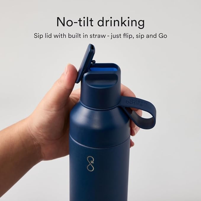 Ocean Bottle - Recycled Stainless Steel Go Water Bottle - Eco-Friendly & Reusable Bottle - Ocean Blue - 17 oz