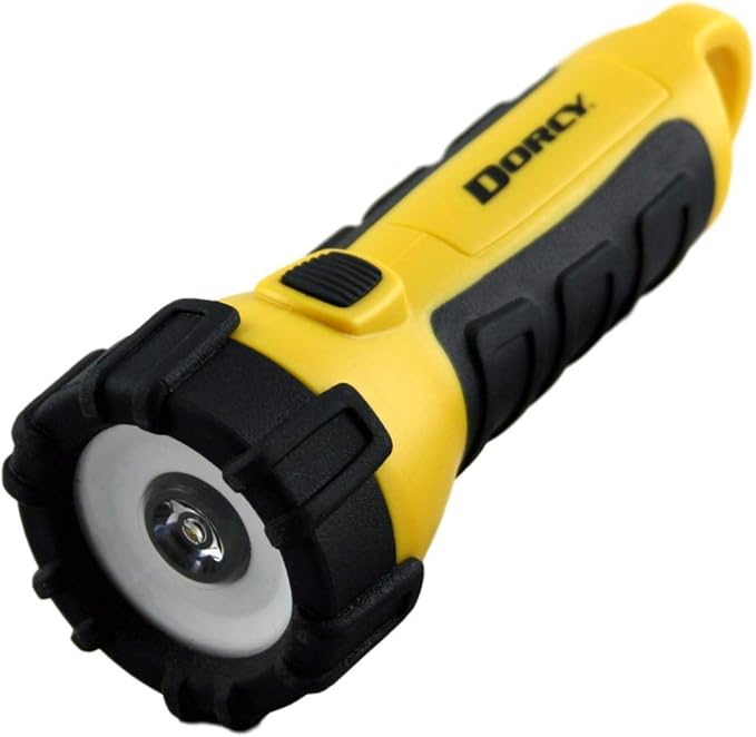 Dorcy 41-2521 Water Resistant Battery Powered Floating LED Flashlight with Carabiner Clip, Ideal for Camping and Outdoors, Bright Yellow