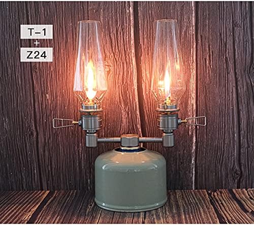 CAMPINGMOON Camping Gas Lantern with Aluminum Frame, Adjustable Light, Silver, Includes Wooden Case