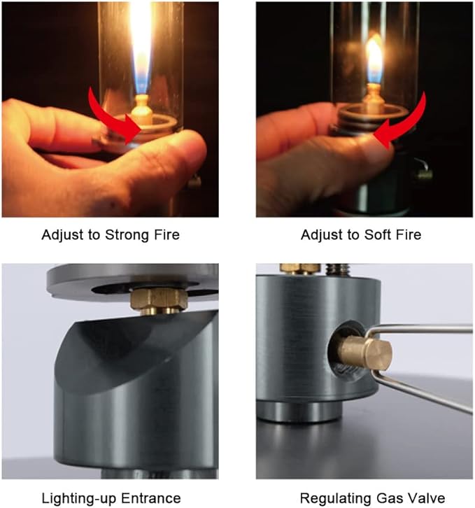 Camp Lamp,YIWENG Lamp Light Butane Gas Light Lantern with Gas Adapter Conversion Head for Camping Picnic Self-Driving
