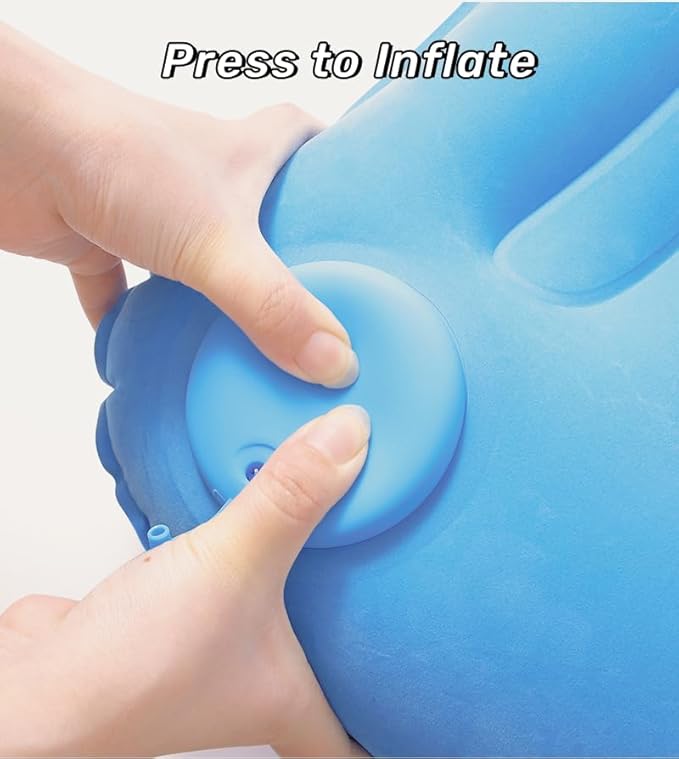 2 Pack Inflatable Pillow Camping, Inflatable Air Pillow for Neck and Lumbar Support, Press-to-Inflate Design, Travel Pillows for Camping, Hiking, and Backpacking - Black