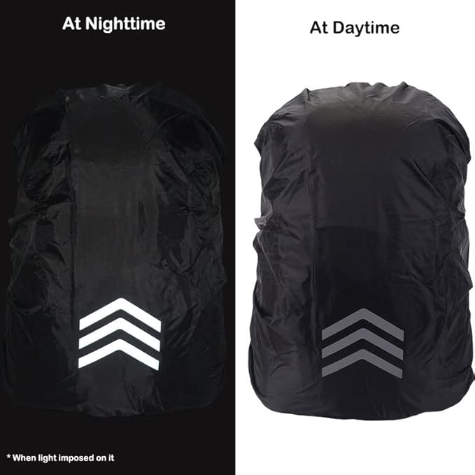 Backpack Rain Cover Waterproof for 8-70L, Compact Foldable Hi-Visibility Reflective Strips Anti-dust Ultralight Rain Cover for Hiking Camping Cycling Traveling (Black)
