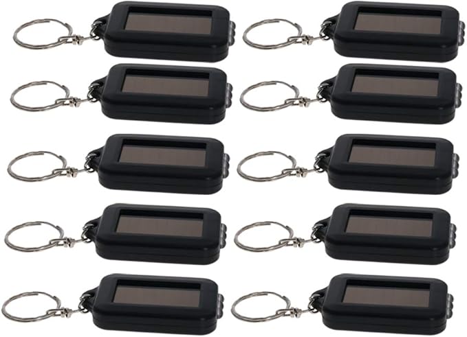 Othmro 10Pcs Mini Keychain Flashlight, Solar Bright White Keychain Portable Ultra Bright Little LED Light Energy Power LED Cute Square Style Lam for Camping Traveling Outdoor