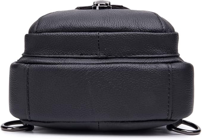 KPYWZER Vintage Leather Sling Bag Bags for Men Women Backpack Shoulder Messenger Crossbody Outdoor Travel Hiking Camping Tactical Chest Pack Daypack Black