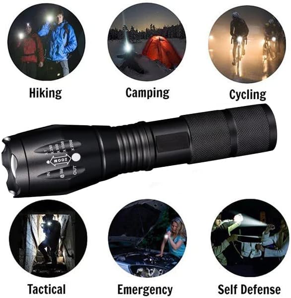 2pack LED high lumes flashlights, 5-Mode Tactical Light high-Brightness Portable Waterproof Zoom Flashlight for Camping, Outdoor, Hiking, Gift Giving, Emergencies and Daily use