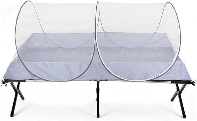 Mengersi Mosquito Net Foldable Pop Up Travel Tent,Bed Canopy Camping Mosquito Net for Travel Bedroom and Outdoor Trip,Twin Size Bed (Gray)