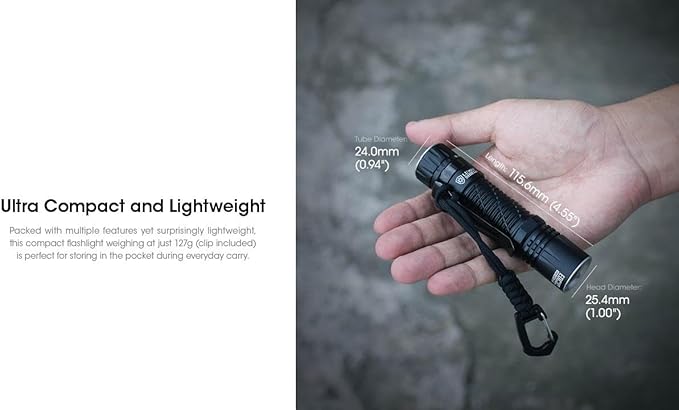 Nitecore EDC33 UHi 20 MAX LED Rechargeable Flashlight - 4000 Lumen w/Eco-Sensa USB Charging Cable
