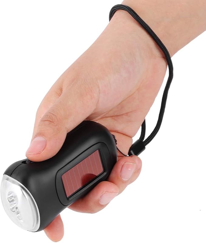 Super Bright Tactical Flashlight, Hand Crank Solar Powered Rechargeable Led Flashlight Portable Spotlight Mini Emergency Flashlight for Camping Hiking Field Survival Gear Power Outages