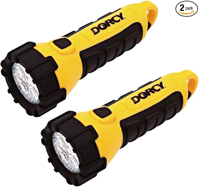 Dorcy 41-2524 2 pk Floating LED Flashlight with Carabineer Clip, 150 Lumens, Yellow