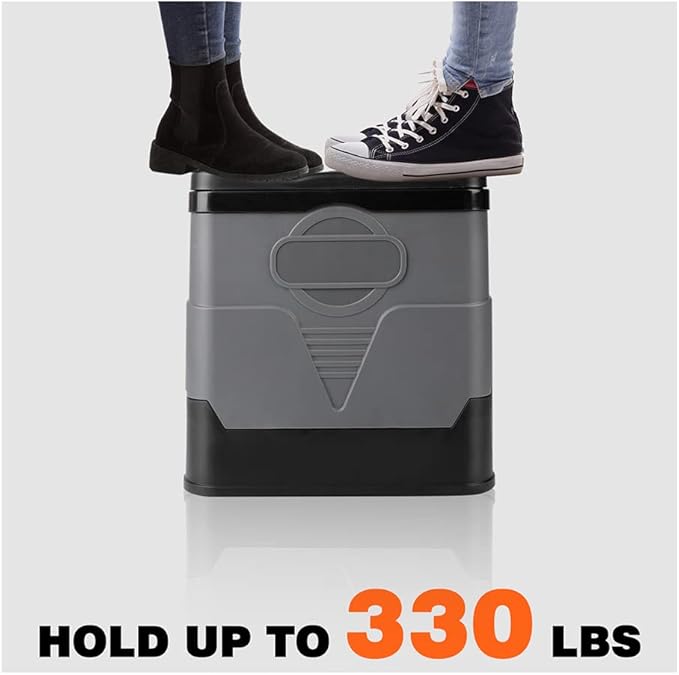 Portable toilet, portable folding toilet, folding toilet with cover, outdoor travel toilet, camping travel toilet (Black)