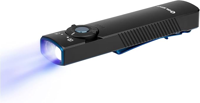 OLIGHT Arkfeld UV Rechargeable EDC Flashlight 1000 Lumens with 365nm UV Light, Flat Flashlight for Outdoors, Emergency, Working, Pet Urine Detection (Cool White Light: 5700~6700K)