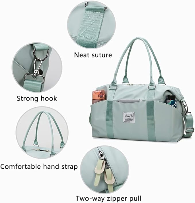 KARRESLY Travel Duffel Bag for Women,Shoulder Weekender Overnight Bag Sports Gym Tote Bag,Waterproof(Sky Blue) free size