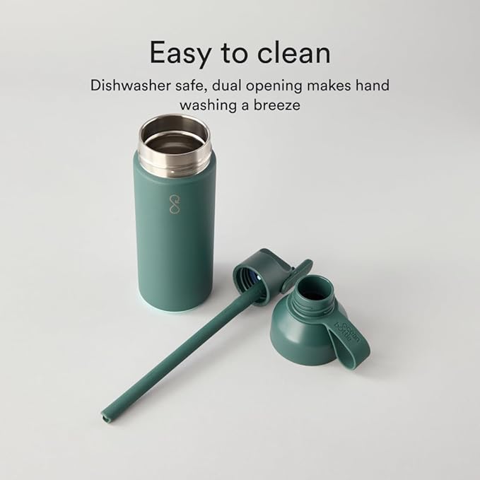 Ocean Bottle - Recycled Stainless Steel Go Water Bottle - Eco-Friendly & Reusable Bottle - Forest Green - 17 oz