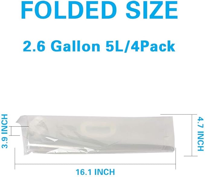 2.6 Gallon Collapsible Water Container Bag, BPA Free Food Grade Clear Plastic Storage Jug for Sport Camping Riding Mountaineer,Freezable,Food Grade (2.6 Gal, 4-pack)