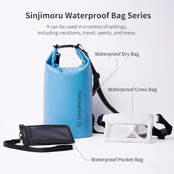 Sinjimoru Clear Waterproof Fanny Pack Dry Bag, Adjustable Strap Floating Crossbody Waist Belt Bag for Swimming Paddling Snorkeling, Lockable Travel Beach Bag. Sinjimoru Waterproof Cross Bag White
