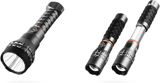NEBO Luxtreme 500-Lumen LED Flashlight –Bright Rechargeable Flashlight with 4 Light Modes & Slyde King Flashlight, Rechargeable LED Flashlight and Work Light, Bright, Durable