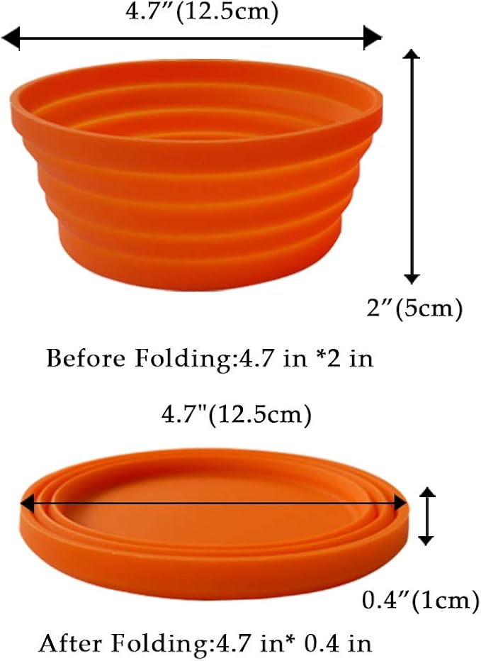 Silicone Expandable Collapsible Bowl for Travel Camping Hiking (Orange(S))