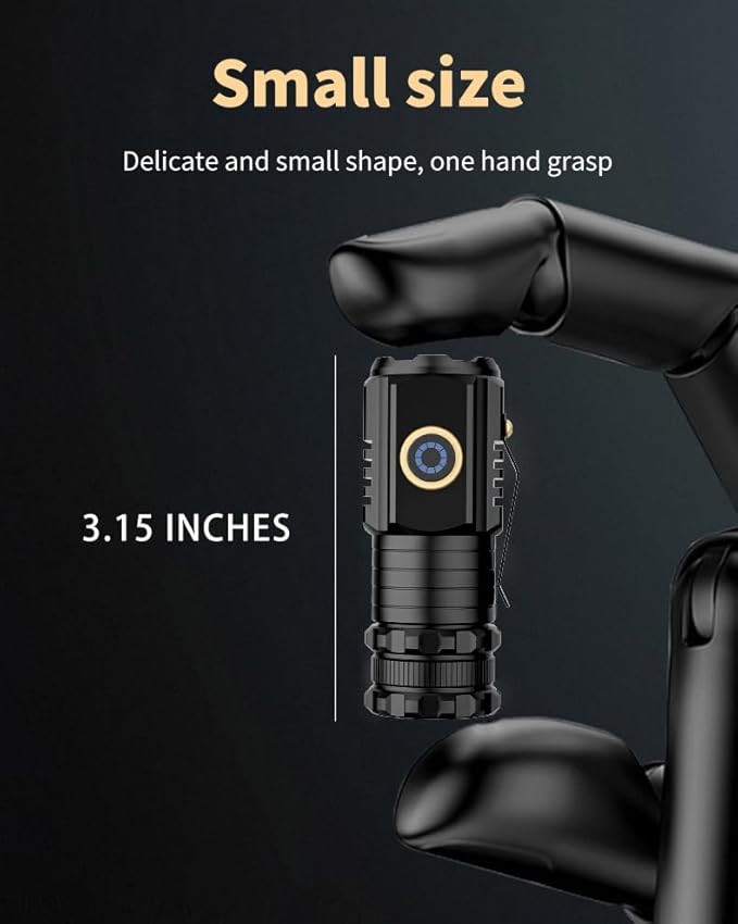 Mini Flashlight 2550 Lumens Rechargeable USB C Charging, Small Flashlights High Lumens 5 Modes, Pocket Flashlight with Clip, Magnetic Flashlight for EDC,Camping, Hiking,Emergency (12 Pack)