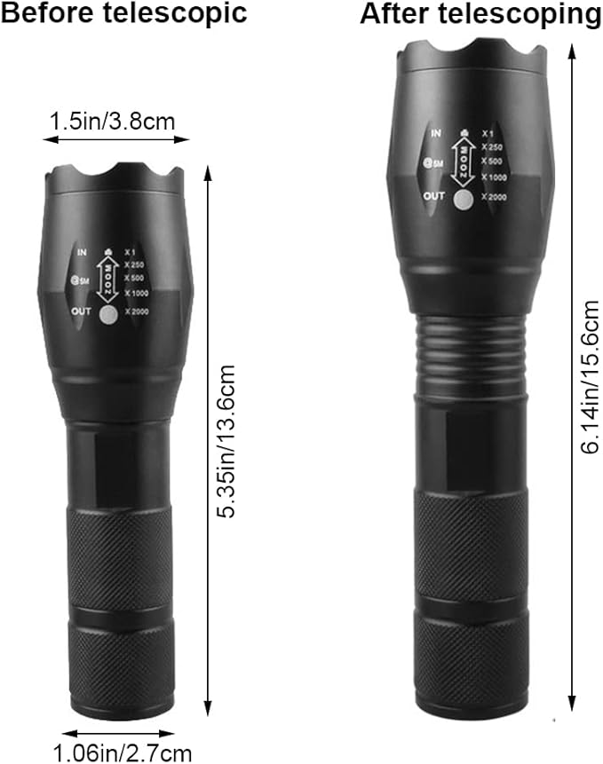 LED Adjustable Focus Flashlight, High Lumens Flash Light, Battery Powered, Portable, Waterproof, Multifunctional, Flashlight for Emergencies, Camping, Travel, Hiking, Car, Home
