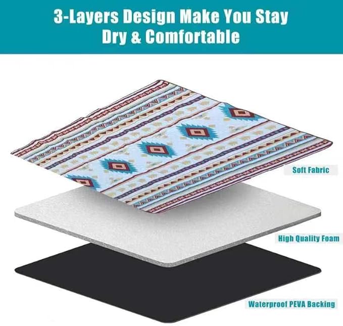 EXELNT Extra Large Outdoor Picnic Blankets Waterproof, for The Beach, Camping Travelling on The Grass, Park Blanket, Rolling Up Packaging,Portable Carring, 79" x 79" Picnic Mat - Aksu Style (Pink)
