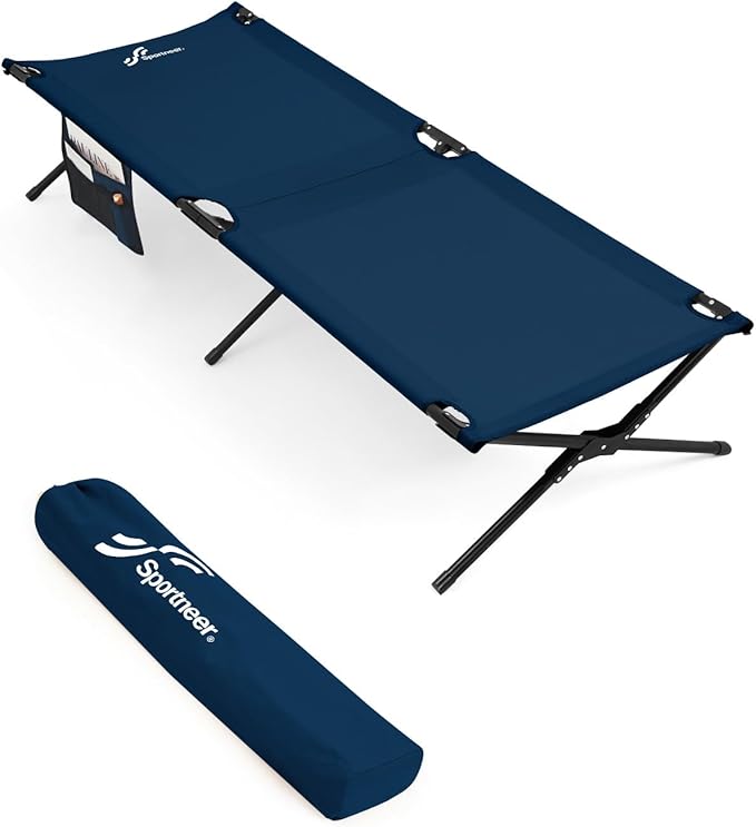 Sportneer Camping Cot, Military Cot Portable Camping Cots for Sleeping 78.3"x28.7"x14.6" Heavy Duty Folding Bed for Adults Teen Outdoor Travel Camping Tent Lounge Office Support 330 Lbs