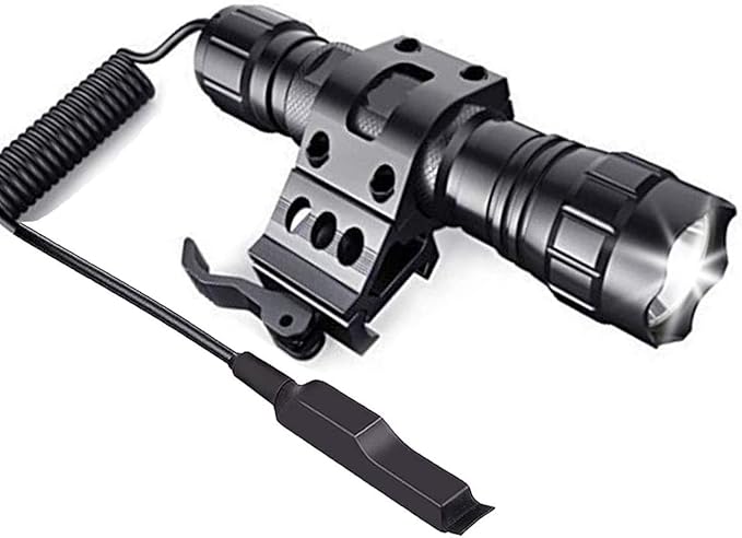Tactical Flashlight Super Bright,150000 Lumens 1 Mode Light with Rail Mount Quick Release & Remote Pressure Switch LED Flashlights Torch for Outdoor Camping Hunting