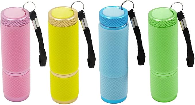 9 LED Glow in Dark Flashlights, 4 Pack Rubber Coated Handheld Flashlights with Straps, Aluminum Portable Lights for Camping, Hiking, Emergency