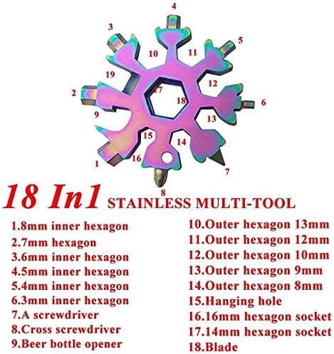 3 Pack multitool 18 In 1 snowflake,Stainless Steel MultiTool,Stainless Steel Snowflake Bottle Opener/Flat Phillips Screwdriver Kit/Wrench,Great Christmas gift