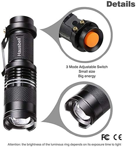 HAUSBELL Flashlights, Handheld Flashlights, Upgraded 7W Mini LED Flashlights, Tactical Flashlights High Lumens, Zoomable 3 Modes Flash Light for Kids Indoor Outdoor Hiking Camping, 8 Pack