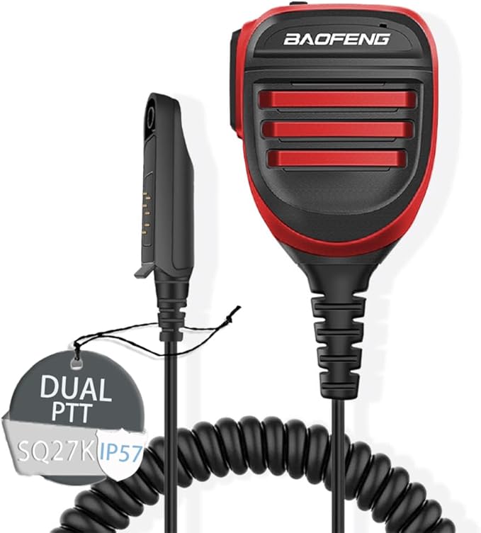 BAOFENG UV-9RPlus Ham Radio Mic SQ26W SQ27K IP57 Waterproof Remote Shoulder Mic Handheld for GMRS Two Way Radio UV-9RPRO UV-9G UV-XR