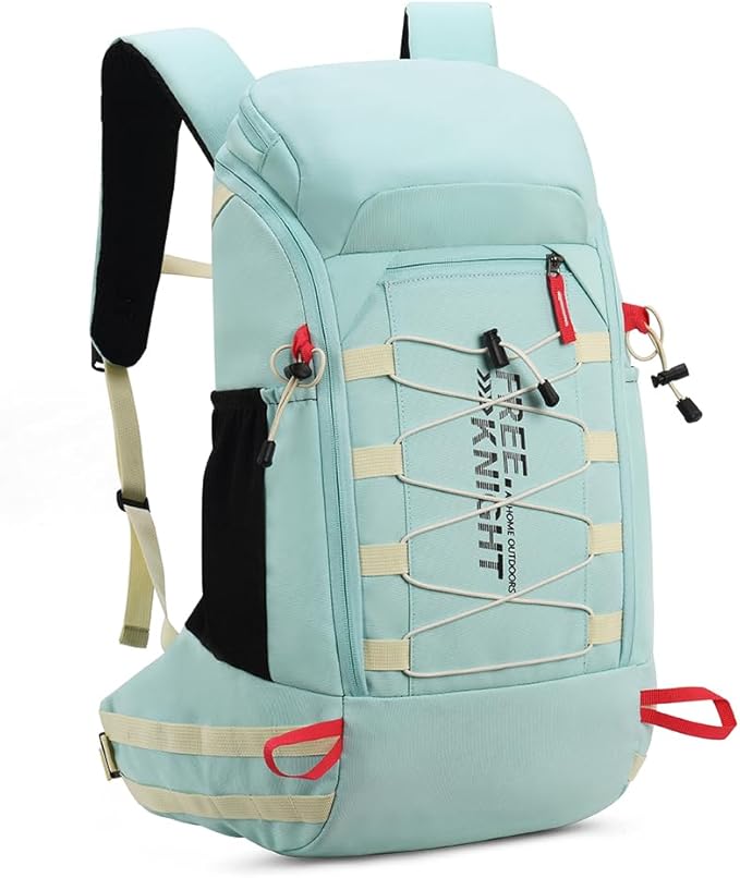 Bseash 40L Waterproof Hiking Camping Backpack with Rain Cover, Outdoor Sport Travel Daypack Rucksack for Skiing Cycling (Milk Green)