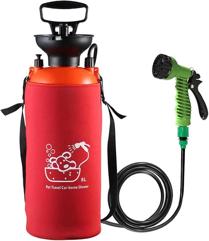 CLICIC Pressure Sprayer with 7 Spray Modes, Camping Shower with Removable Hose and Shower Head for Camping Outdoor Traveling Hiking and Pet Bath
