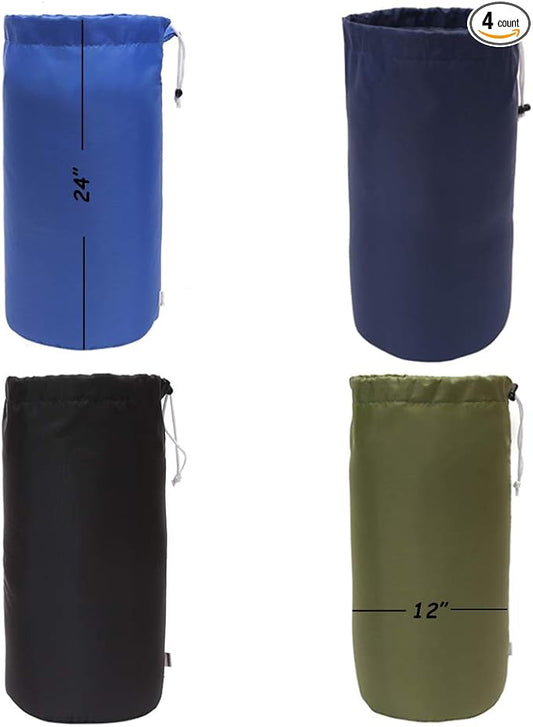 Durable Drawstring Water Resistant Dust Flap Stuff Sack Bag 4-Pack