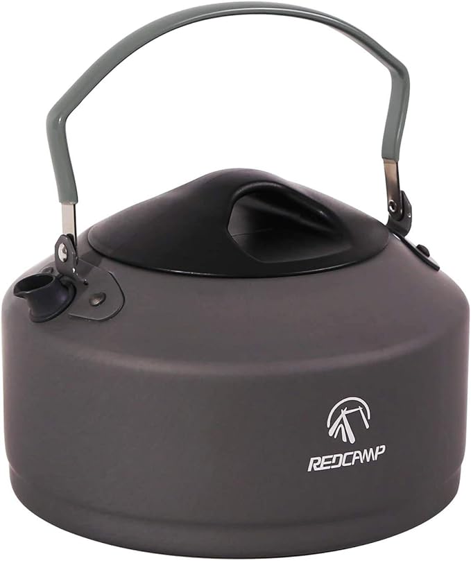 REDCAMP 0.9L Small Outdoor Camping Kettle, Aluminum Water Pot with Carrying Bag, Compact Lightweight Tea Kettle